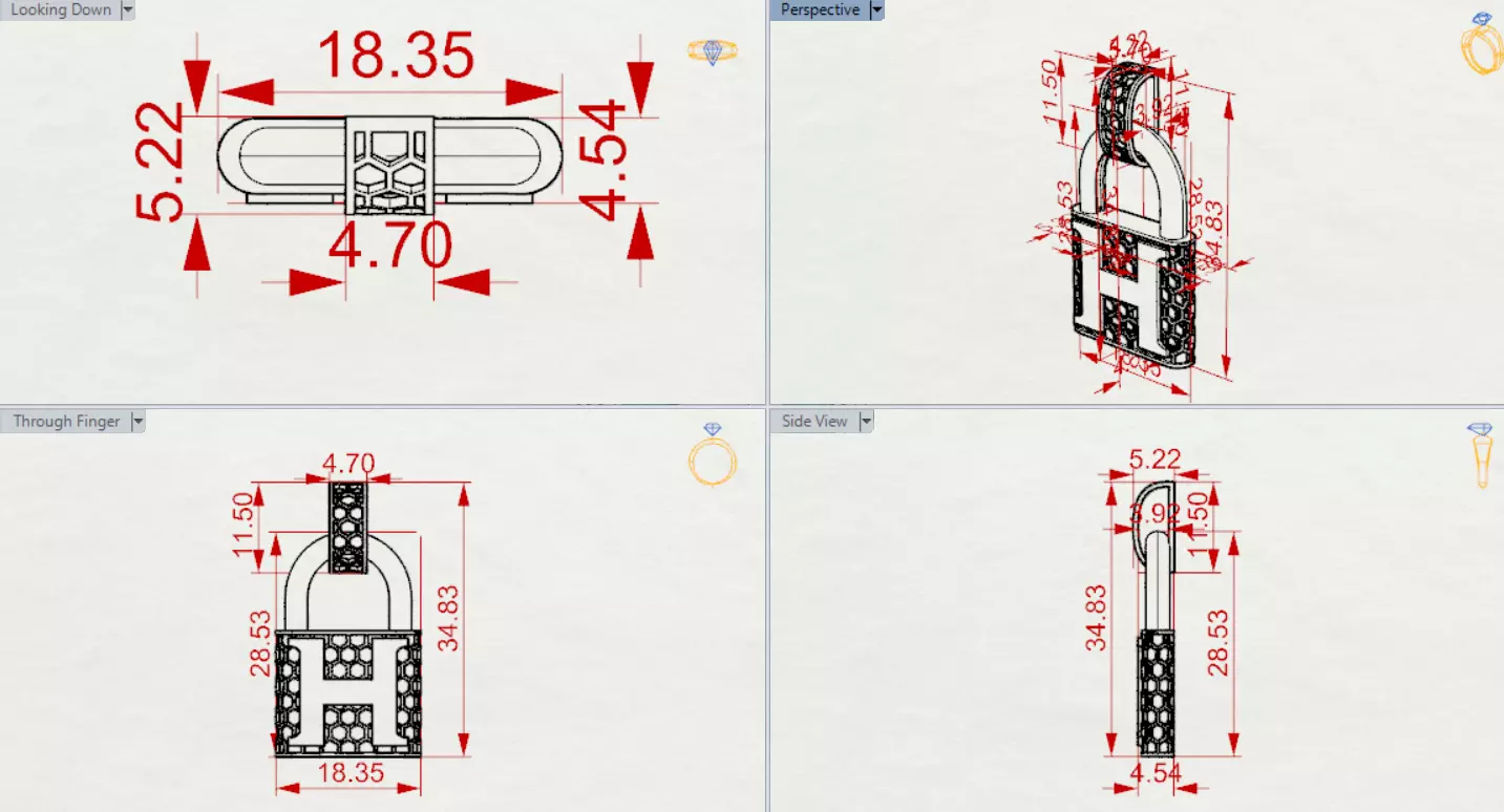 stl 3dm Plate H Padlock with Honeycomb Texture gp0485 3D print model_21