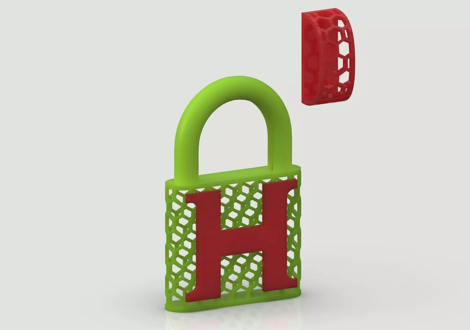 stl 3dm Plate H Padlock with Honeycomb Texture gp0485 3D print model_15