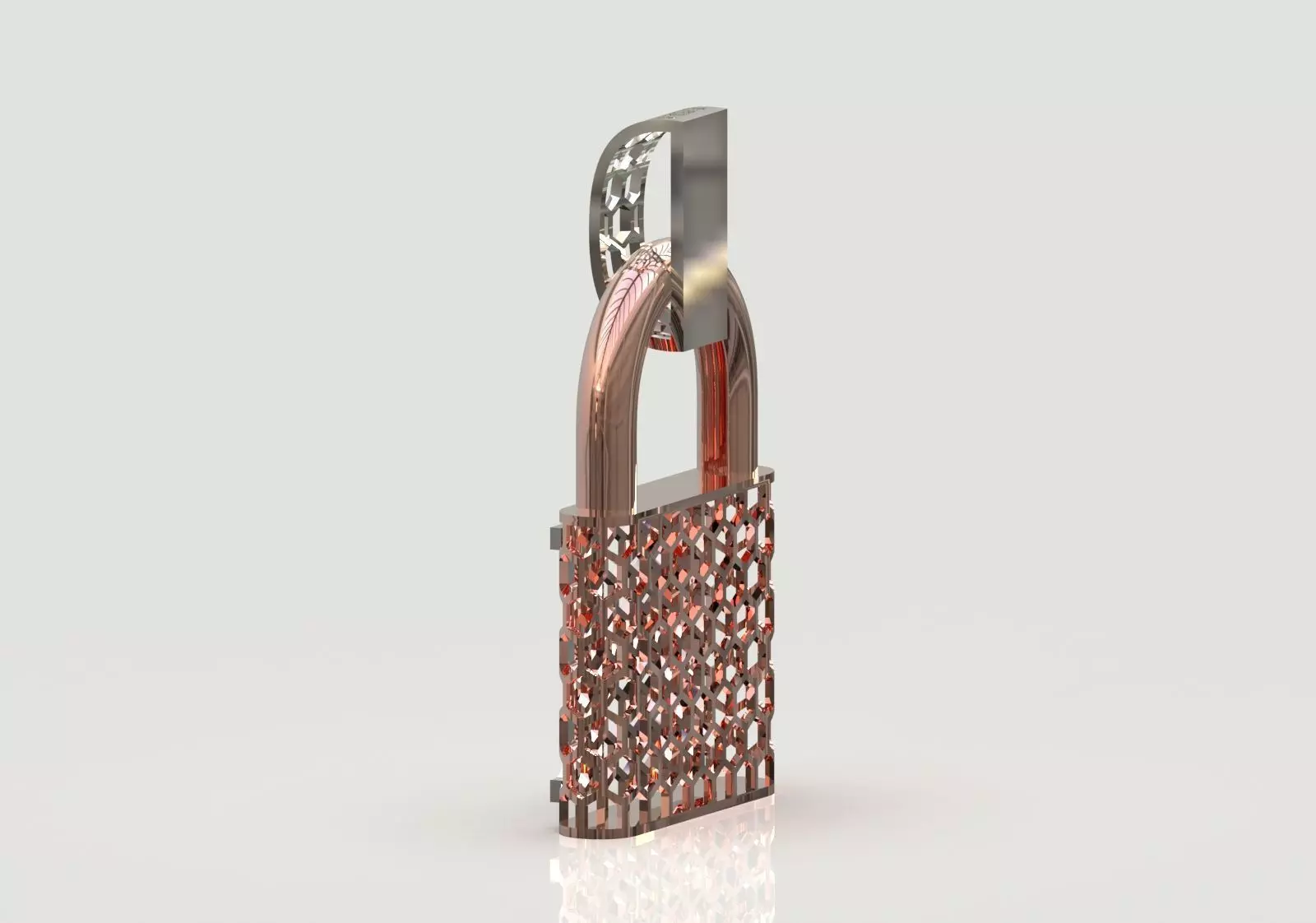 stl 3dm Plate H Padlock with Honeycomb Texture gp0485 3D print model_13