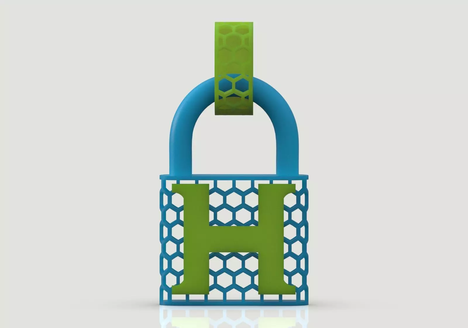 stl 3dm Plate H Padlock with Honeycomb Texture gp0485 3D print model_17