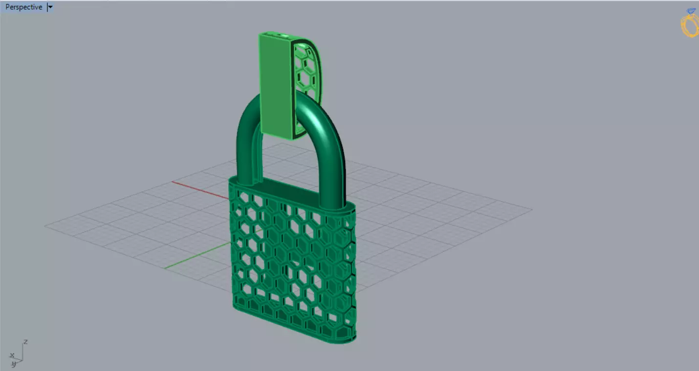 stl 3dm Plate H Padlock with Honeycomb Texture gp0485 3D print model_10
