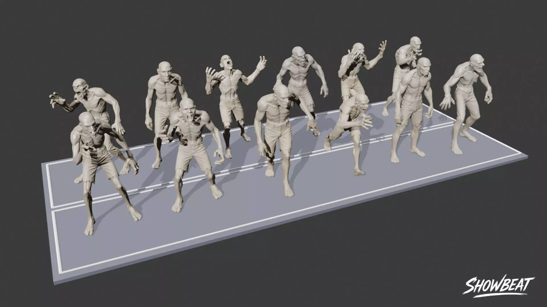 Zombie Statue Pack Low-poly 3D model_18