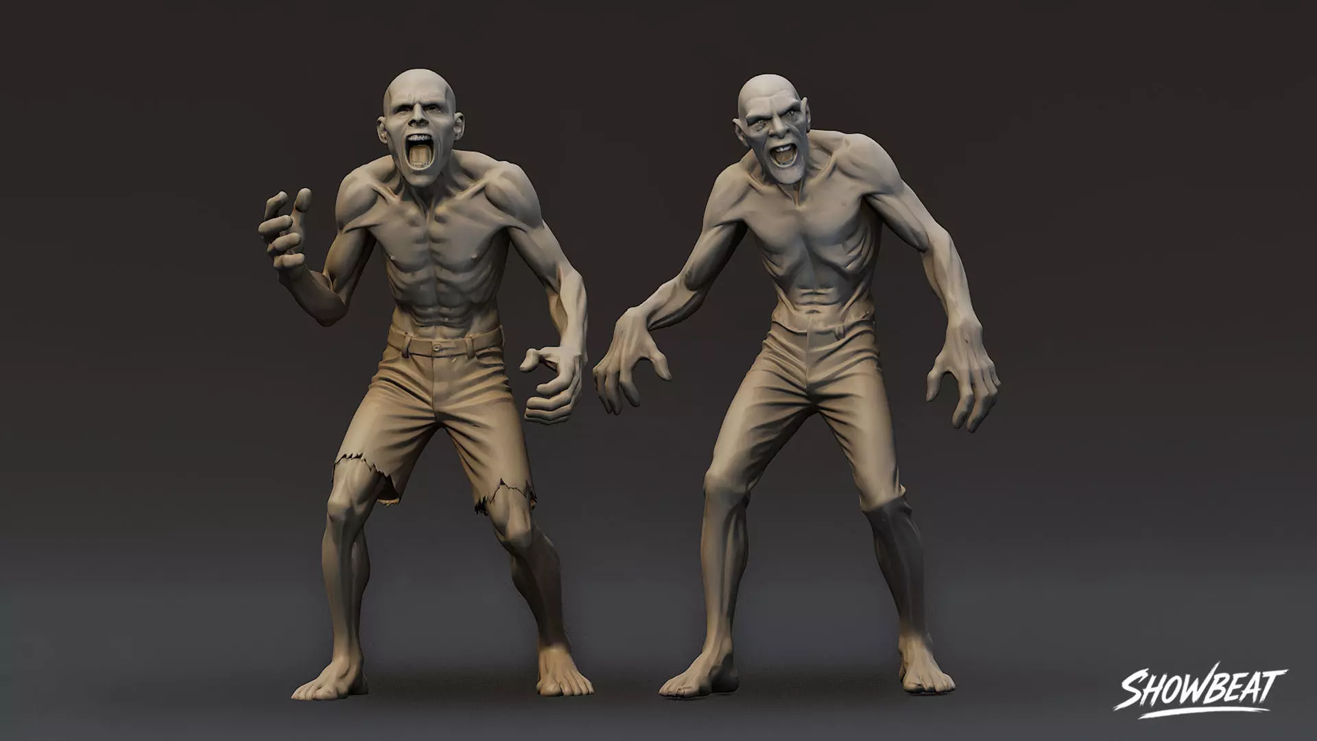 Zombie Statue Pack Low-poly 3D model_13