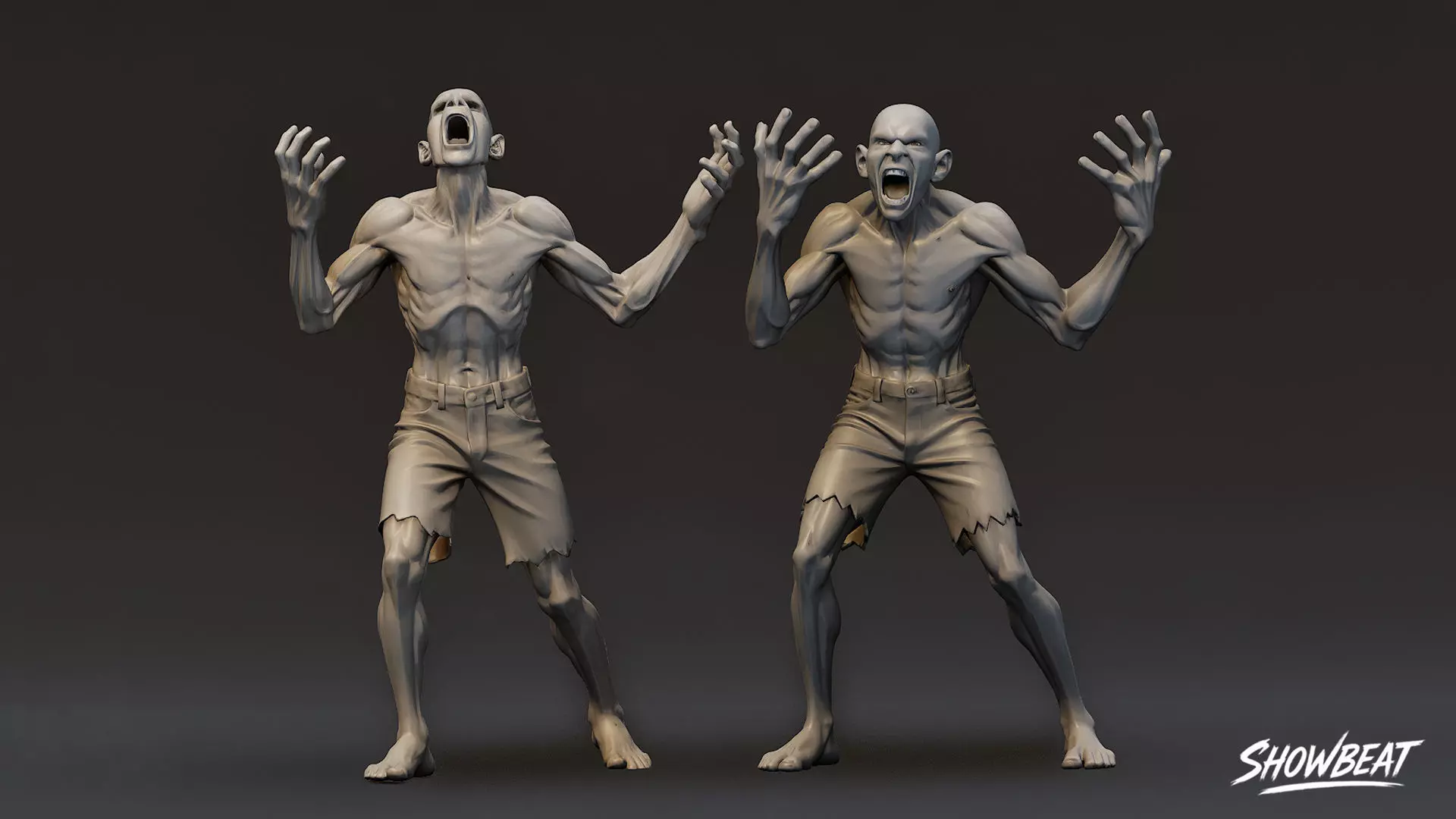 Zombie Statue Pack Low-poly 3D model_15