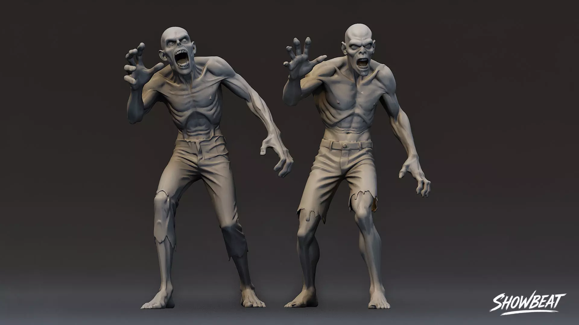 Zombie Statue Pack Low-poly 3D model_12