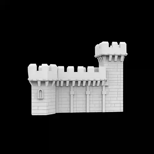 Modular Castle Wall Section 3D Printable Terrain