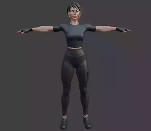 Rigged 3D Female Game Character T Pose 3D model