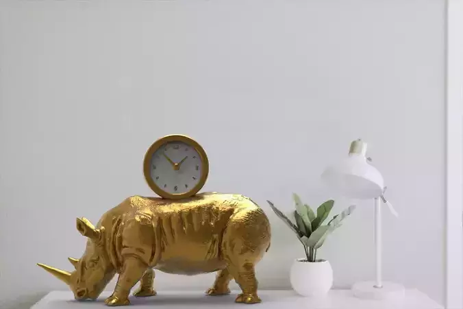 Rhinoceros desk clock