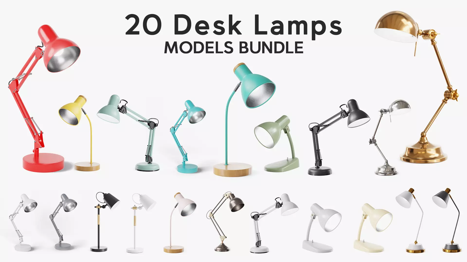 20 Desk Lamps - PBR High Quality Models Bundle 3D Model Collection_0