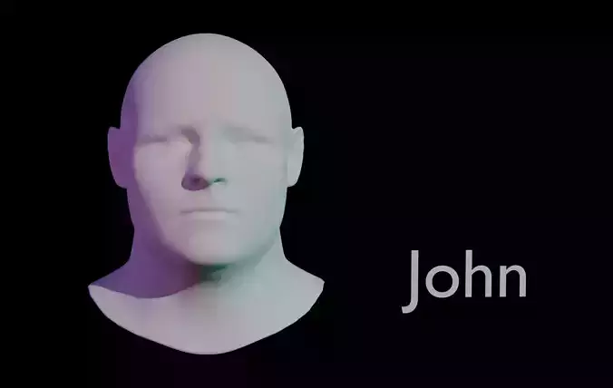 Male Head Bace Mesh - Realistic Jonh Sculpt - Male Head Bace