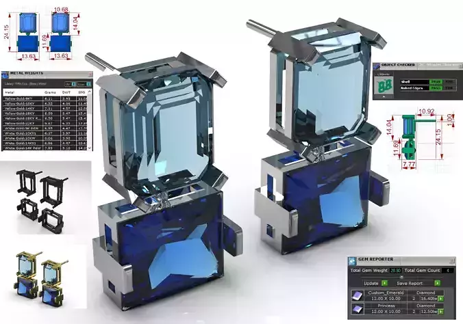 Gold Stud stl 3dm Earrings Cocktail Color Blocks je0139