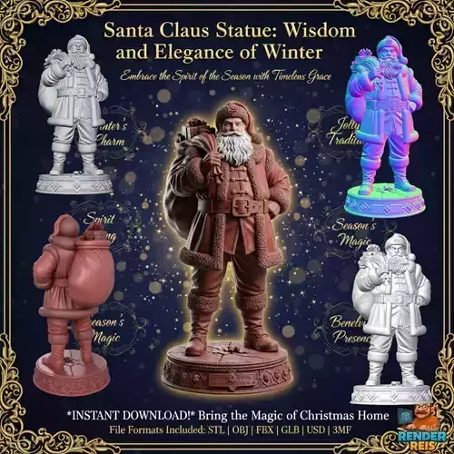 Santa Claus Statue Wisdom and Elegance of Winter 3D print model