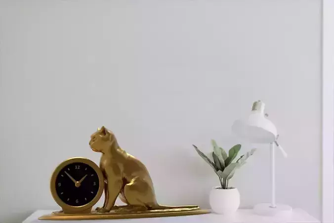 Cat desk clock