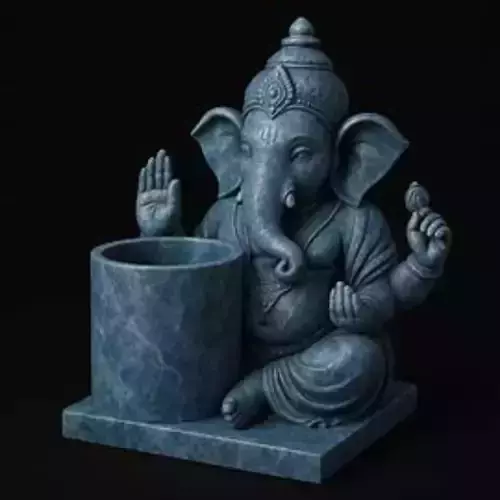 Divine Marble Lord Ganesha Pen Holder Showpiece
