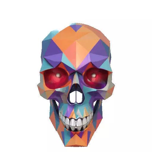 2436Color 3D Model of Halloween Skull Low Poly Style 3D print model_7
