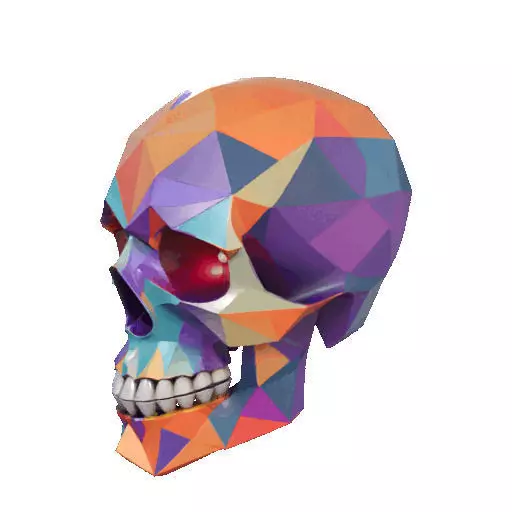 2436Color 3D Model of Halloween Skull Low Poly Style 3D print model_33