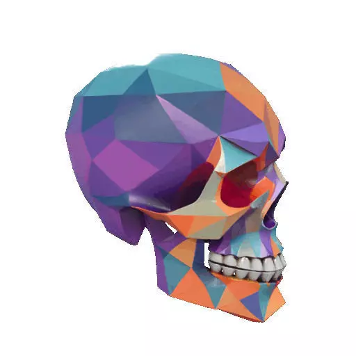 2436Color 3D Model of Halloween Skull Low Poly Style 3D print model_12