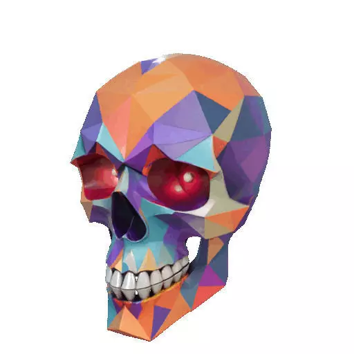 2436Color 3D Model of Halloween Skull Low Poly Style 3D print model_35
