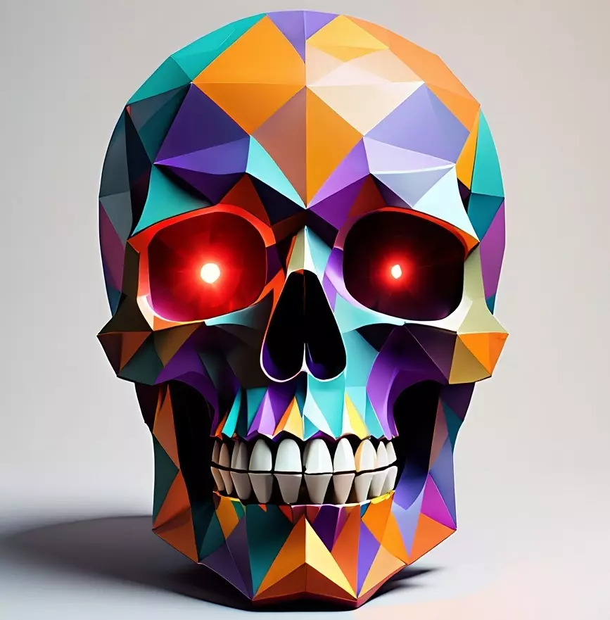 2436Color 3D Model of Halloween Skull Low Poly Style 3D print model_6