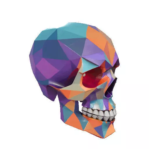 2436Color 3D Model of Halloween Skull Low Poly Style 3D print model_11