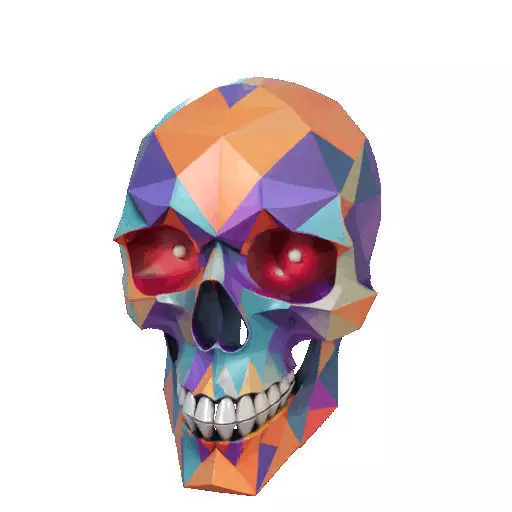 2436Color 3D Model of Halloween Skull Low Poly Style 3D print model_36