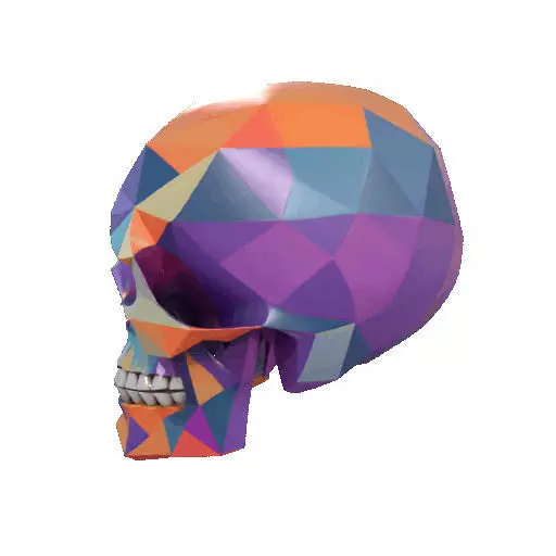2436Color 3D Model of Halloween Skull Low Poly Style 3D print model_29