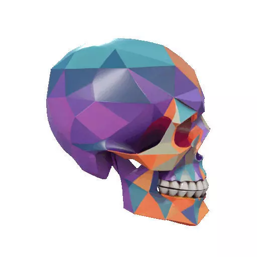 2436Color 3D Model of Halloween Skull Low Poly Style 3D print model_13