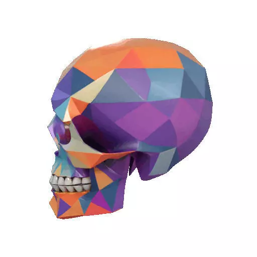 2436Color 3D Model of Halloween Skull Low Poly Style 3D print model_30