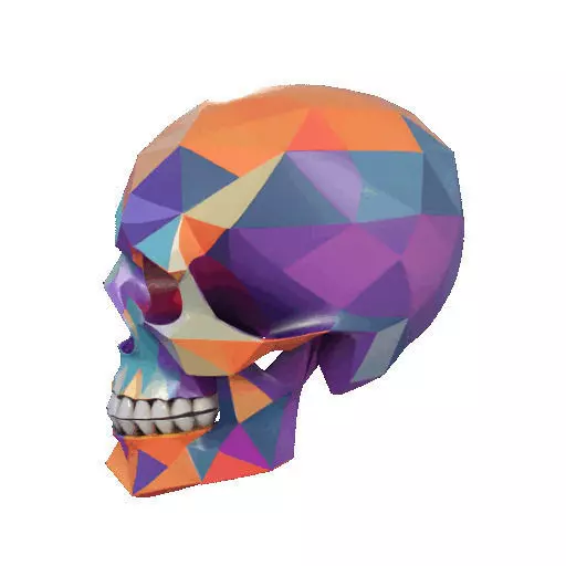 2436Color 3D Model of Halloween Skull Low Poly Style 3D print model_31