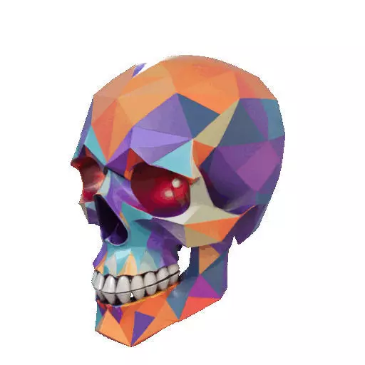2436Color 3D Model of Halloween Skull Low Poly Style 3D print model_34