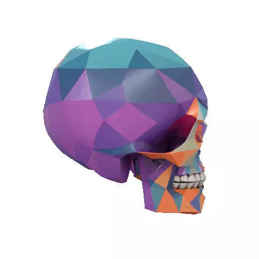2436Color 3D Model of Halloween Skull Low Poly Style 3D print model_15