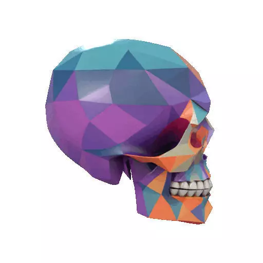 2436Color 3D Model of Halloween Skull Low Poly Style 3D print model_14