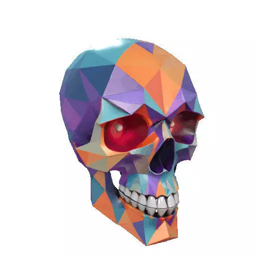 2436Color 3D Model of Halloween Skull Low Poly Style 3D print model_9