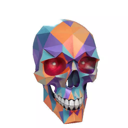 2436Color 3D Model of Halloween Skull Low Poly Style 3D print model_8