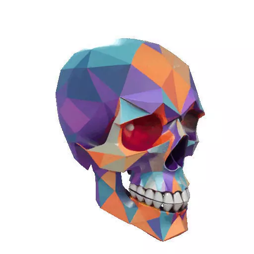 2436Color 3D Model of Halloween Skull Low Poly Style 3D print model_10