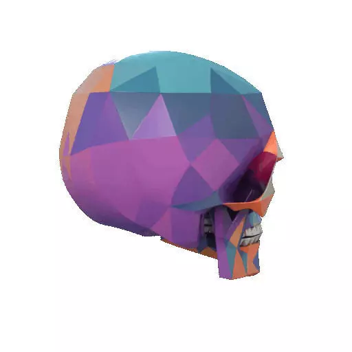 2436Color 3D Model of Halloween Skull Low Poly Style 3D print model_17
