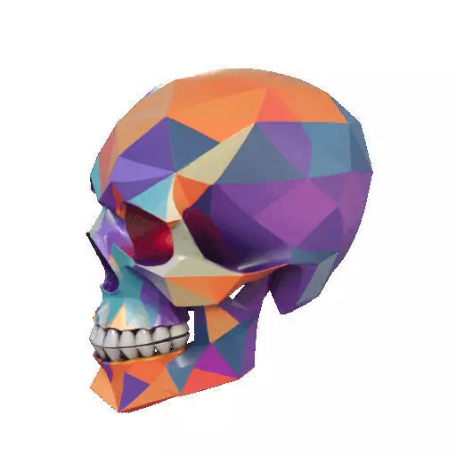 2436Color 3D Model of Halloween Skull Low Poly Style 3D print model_32