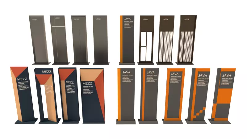Signage Display Stand Collection Minimalist Branding Showcase 3D model