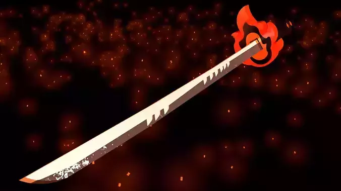 Tanjiro katana miniature ready for 3mm MDF cut