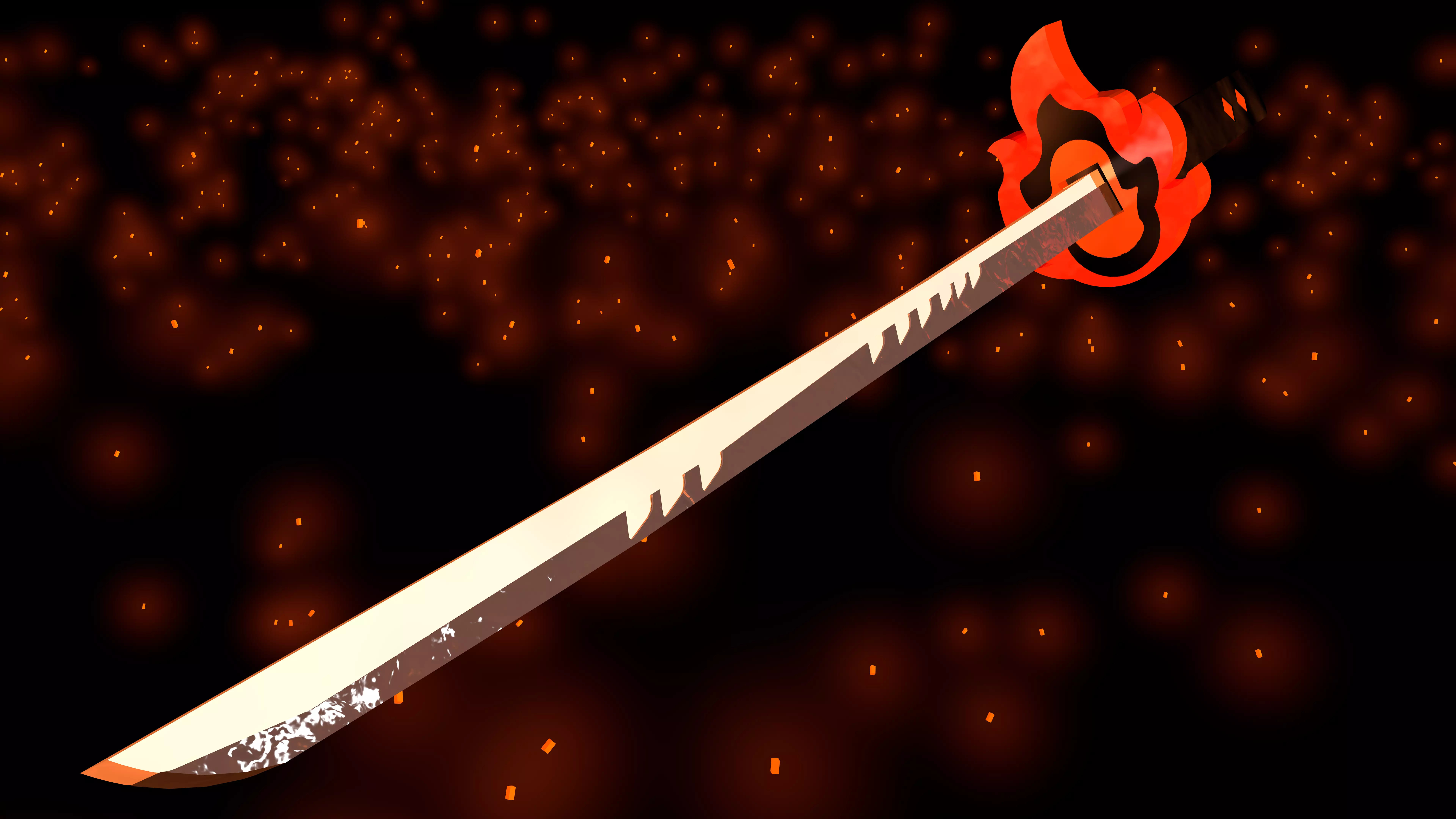 Tanjiro katana miniature ready for 3mm MDF cut 3D print model_0