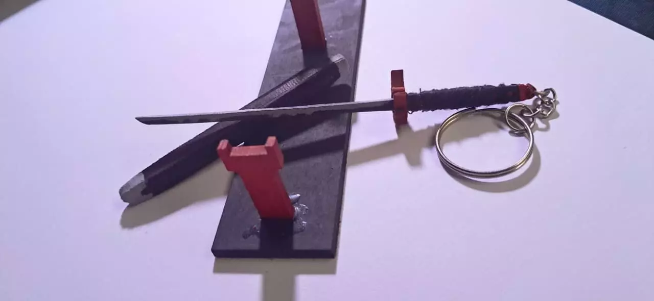 Tanjiro katana miniature ready for 3mm MDF cut 3D print model_1