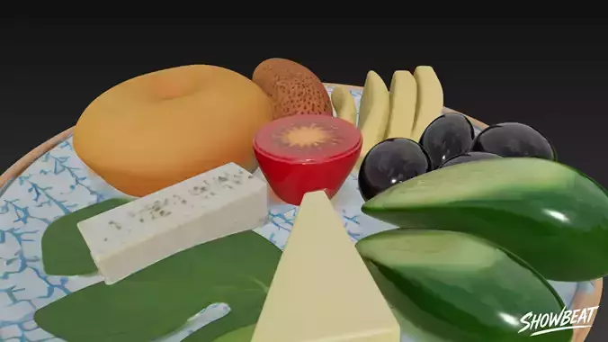 Mixed Breakfast Plate Low-poly 3D model 5