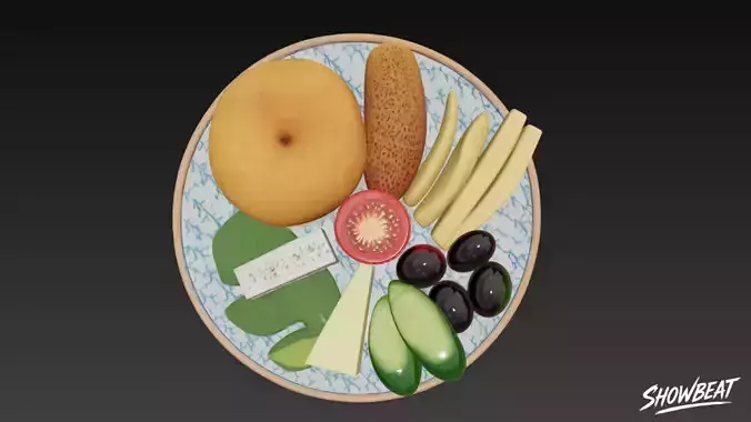 Mixed Breakfast Plate Low-poly 3D model 6