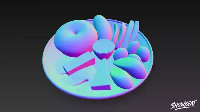 Mixed Breakfast Plate Low-poly 3D model 7