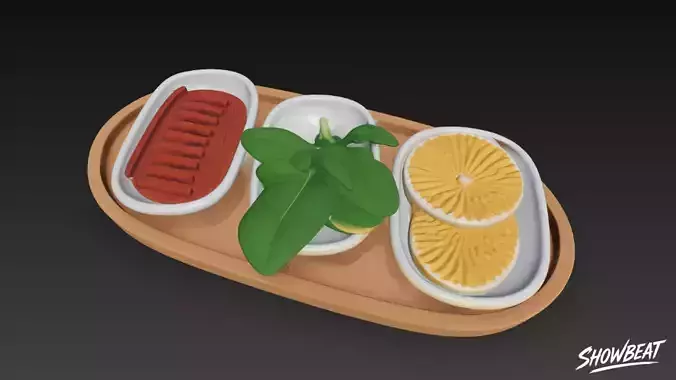 Side Dishes  Greens and Red Paste Low-poly 3D model 2