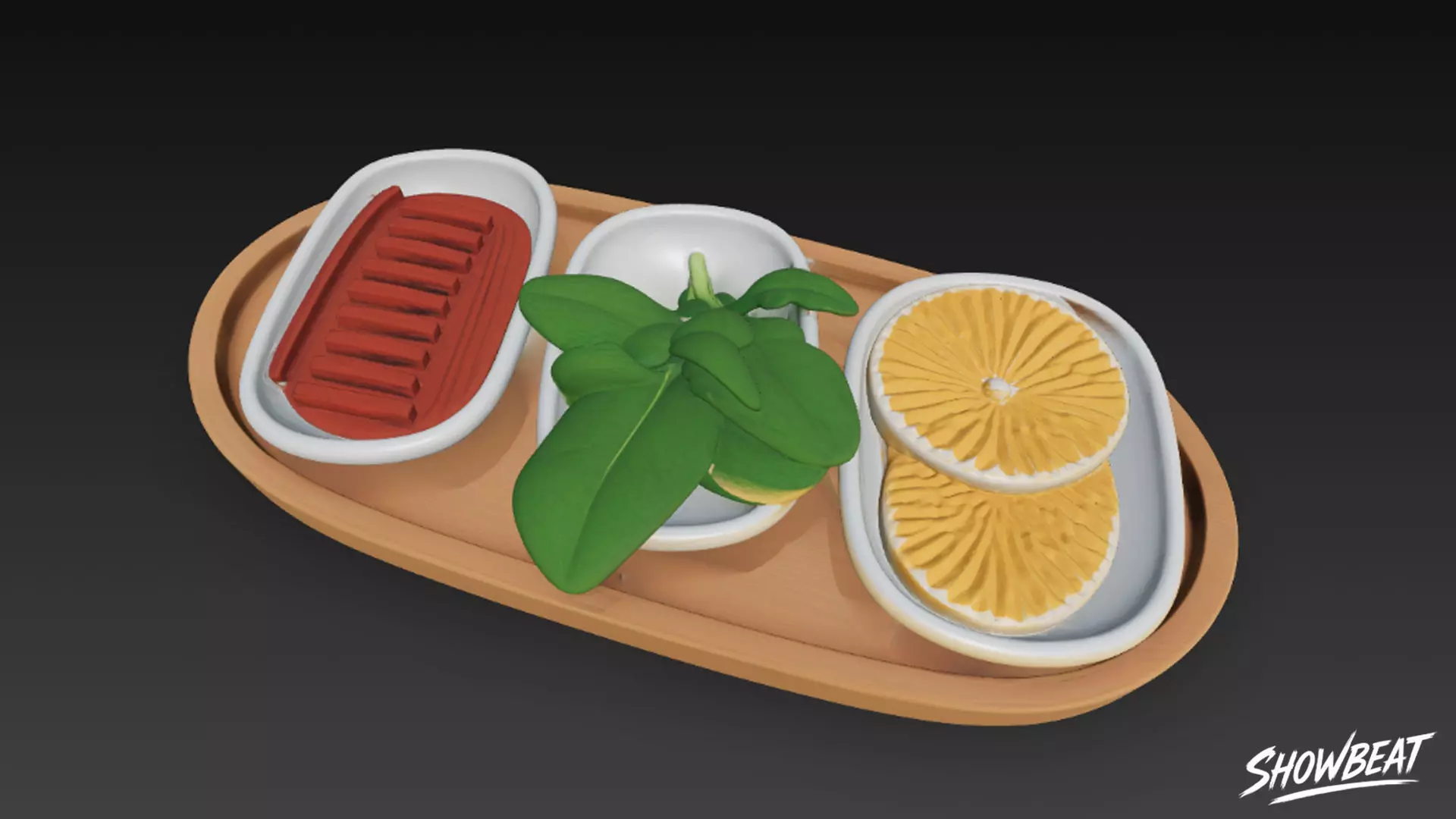 Side Dishes  Greens and Red Paste Low-poly 3D model_1