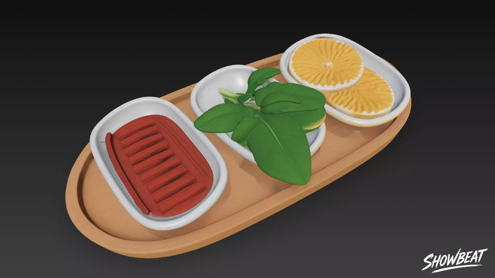 Side Dishes  Greens and Red Paste Low-poly 3D model_2