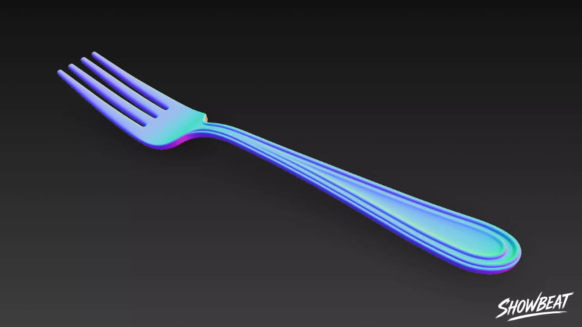 Stainless Steel Fork Low-poly 3D model_7