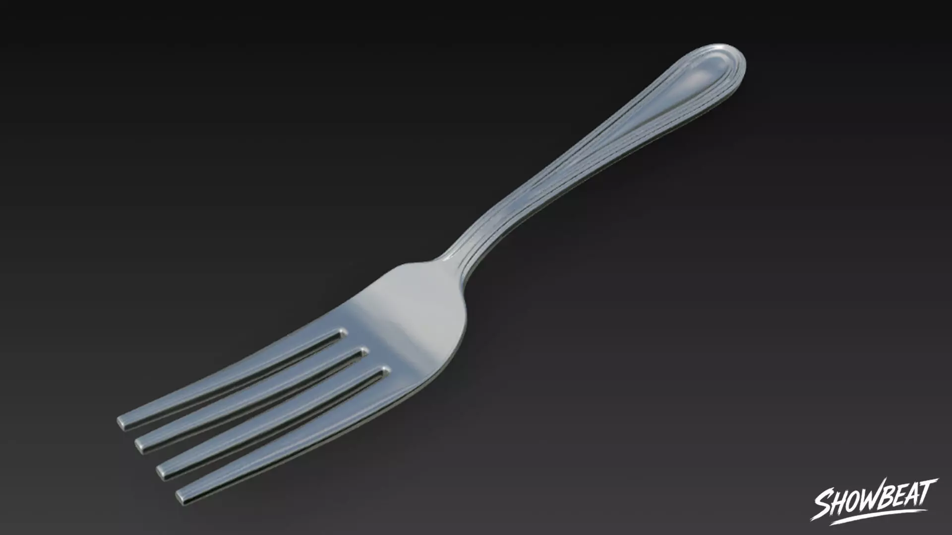 Stainless Steel Fork Low-poly 3D model_4