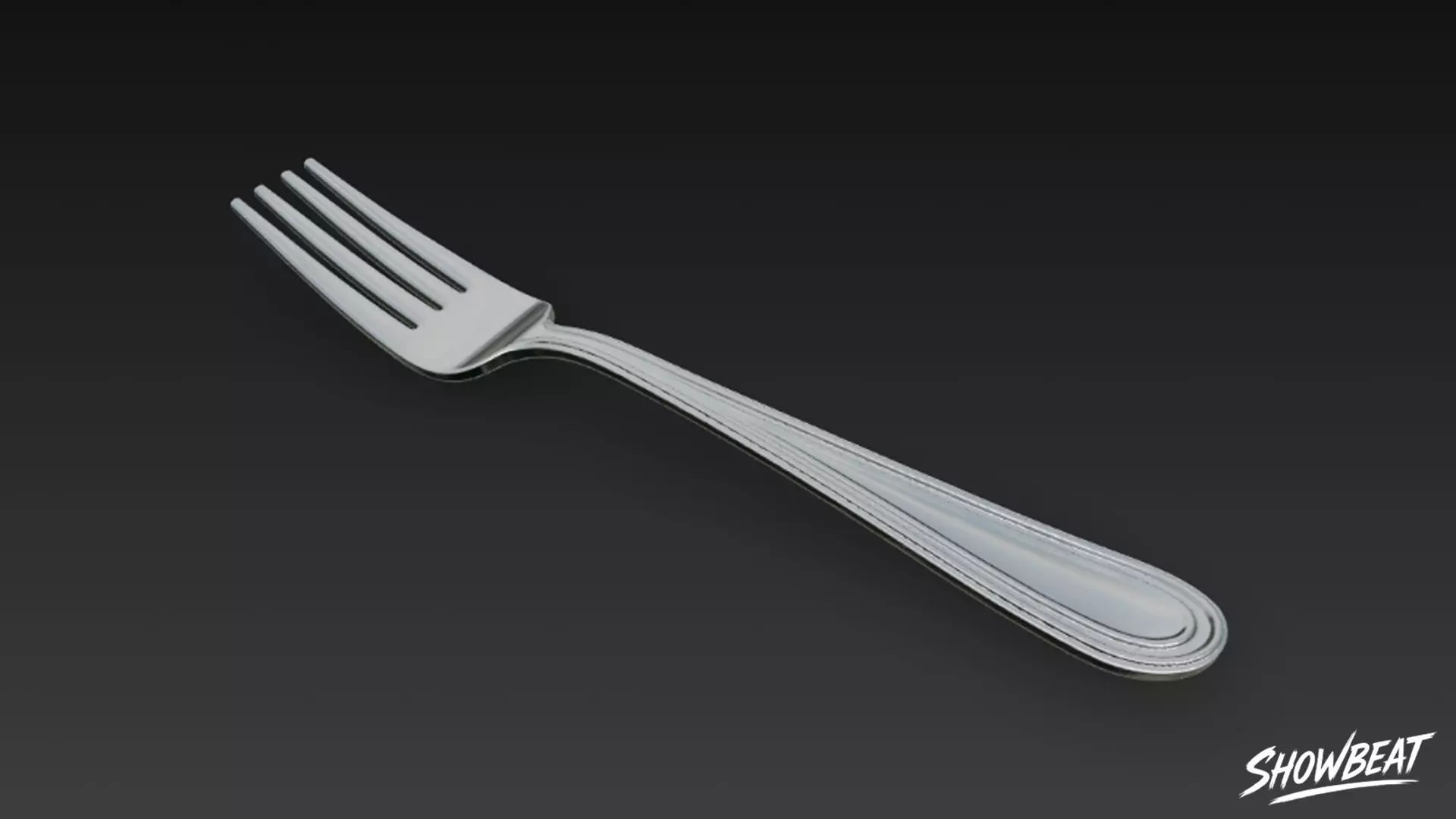 Stainless Steel Fork Low-poly 3D model_1